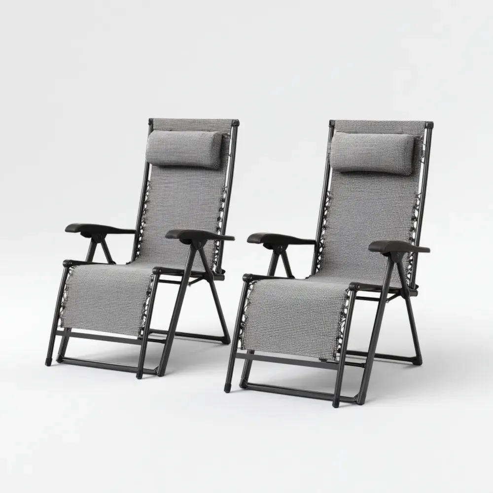 Sillas Reclinables para Jardín 50x70x110 cm de Metal y Tela - Gris - Función Plegable-Norvelico