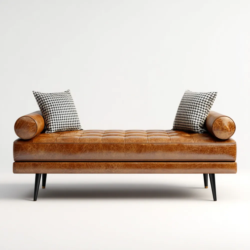 Banco de Pie de Cama de Cuero 160x45x50 cm - Marrón - Diseño Elegante-Norvelico