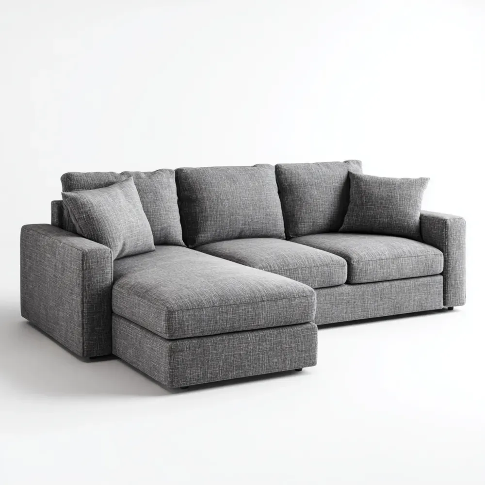 Sofá rinconero de tela 250x150x85 cm – Gris Oscuro – Estilo contemporáneo-Quenlivo