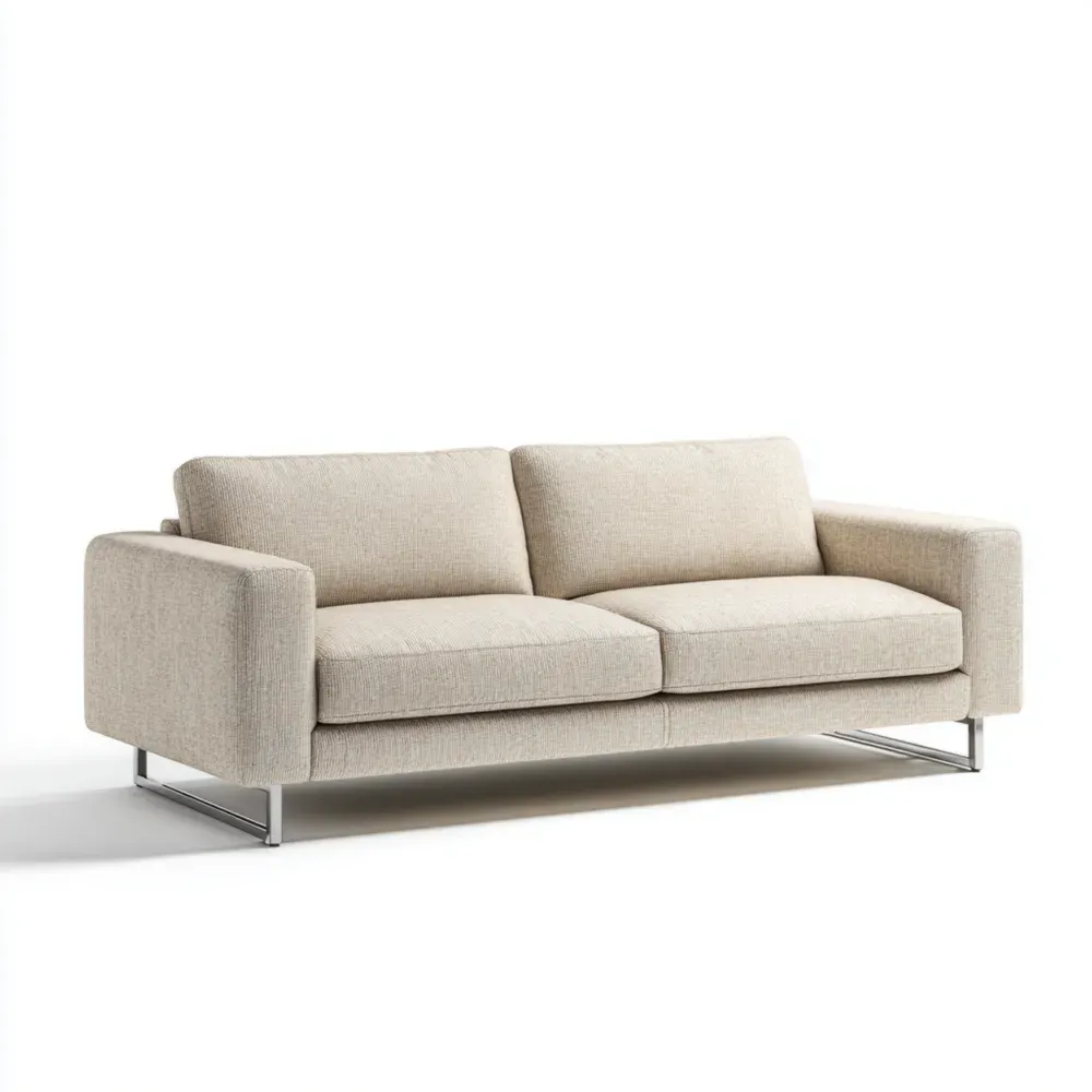 Sofá de tres plazas 200x85x90 cm Tapizado en Tela – Beige-Quenlivo