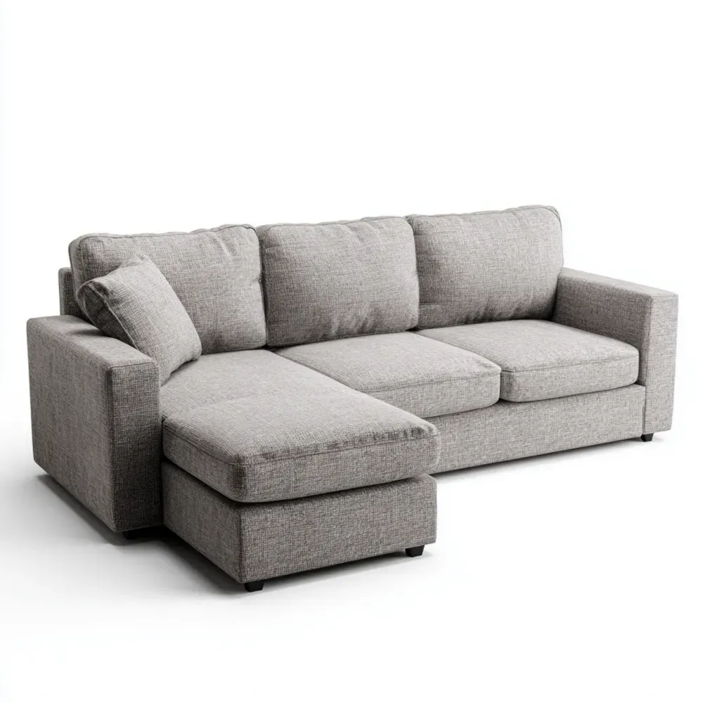 Sofá seccional tapizado en tela 200x90x85 cm – Gris Claro – Diseño contemporáneo-Quenlivo