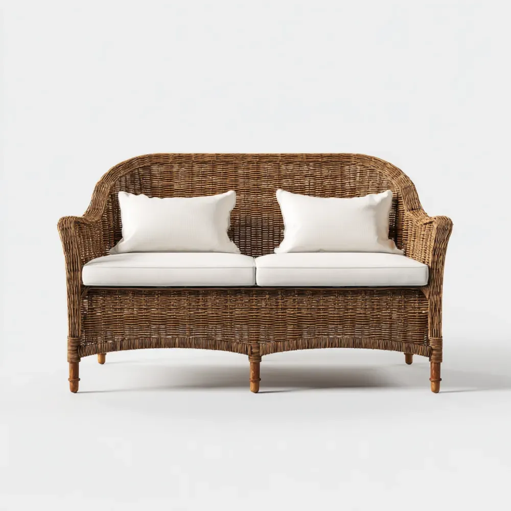 Sofá de Jardín de Ratán 120x80x85 cm - Marrón/Blanco - Diseño Clásico-Quenlivo