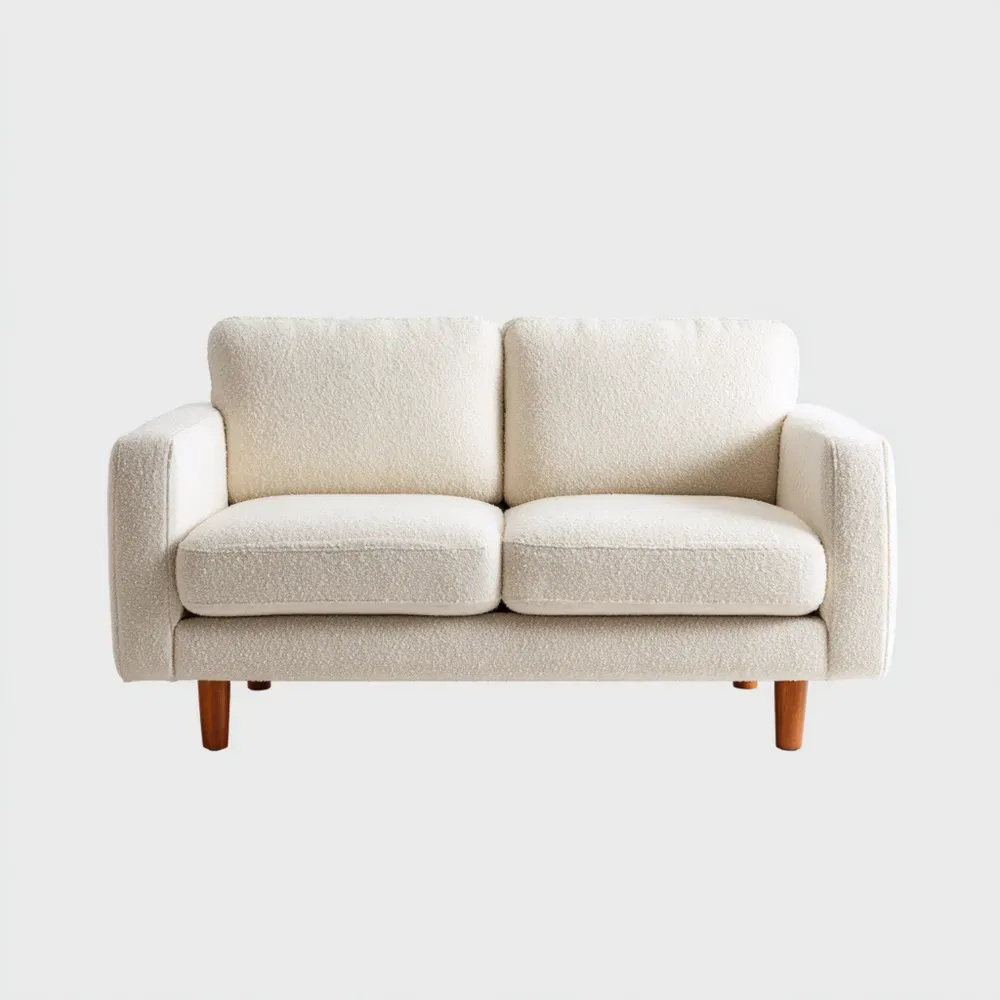 Sofá de dos plazas 150x90x85 cm Tapicería de tela – Crema – Diseño contemporáneo-Quenlivo