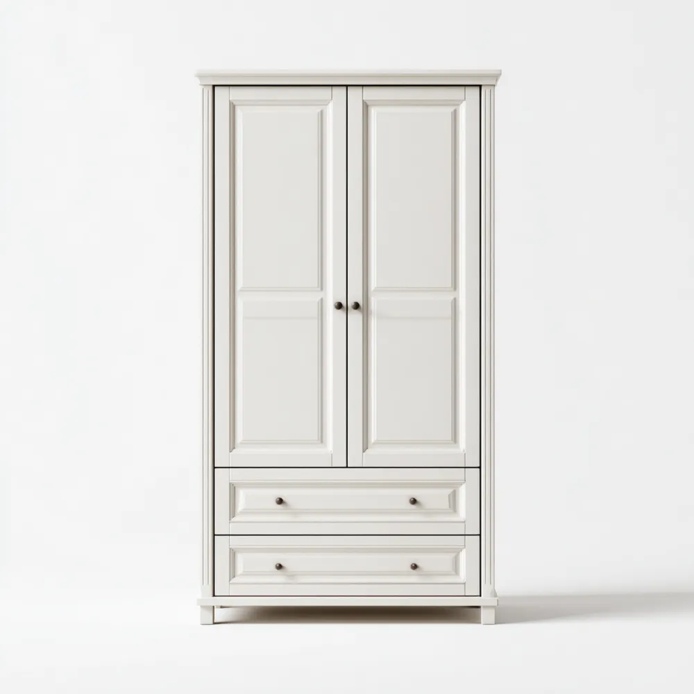 Armario de Madera 120x60x210 cm - Blanco - Diseño Clásico-Quenlivo