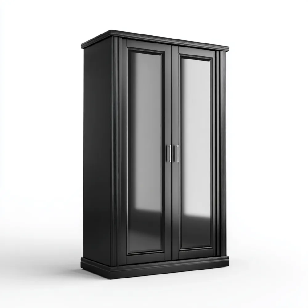 Armario de madera 200x100x50 cm - Negro - Diseño clásico-Mavenzio