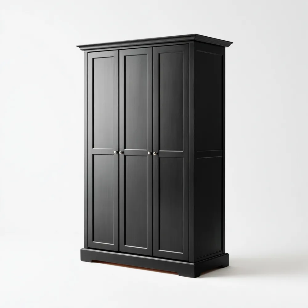 Armario de Madera Negro 180x120x50 cm - Diseño Clásico-Mavenzio
