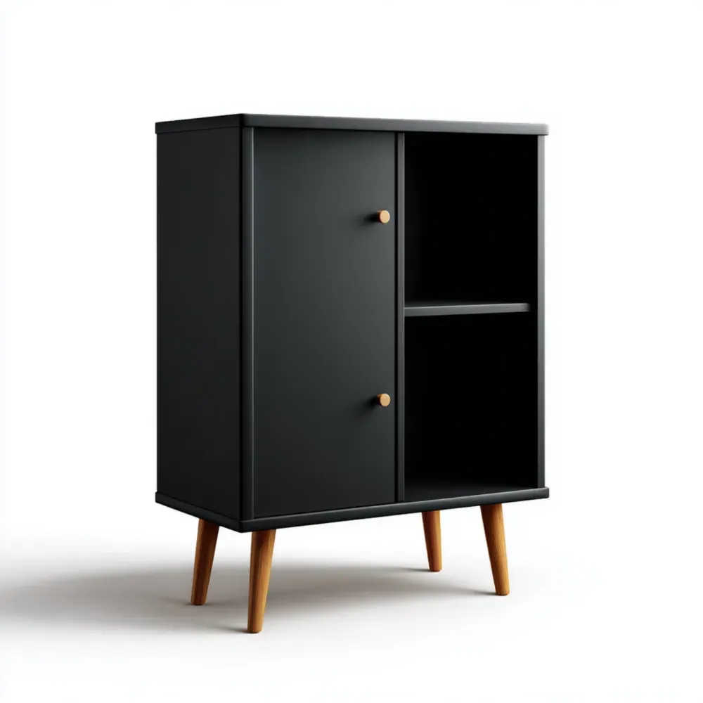 Armario de Almacenamiento Moderno de Madera 75x40x110 cm - Negro-Mavenzio