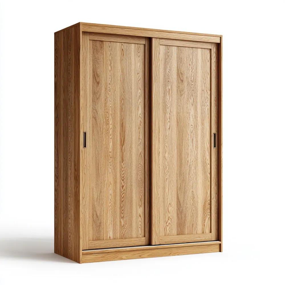 Armario ropero de madera de roble con puertas correderas 200x220x60 cm - Color Natural-Mavenzio