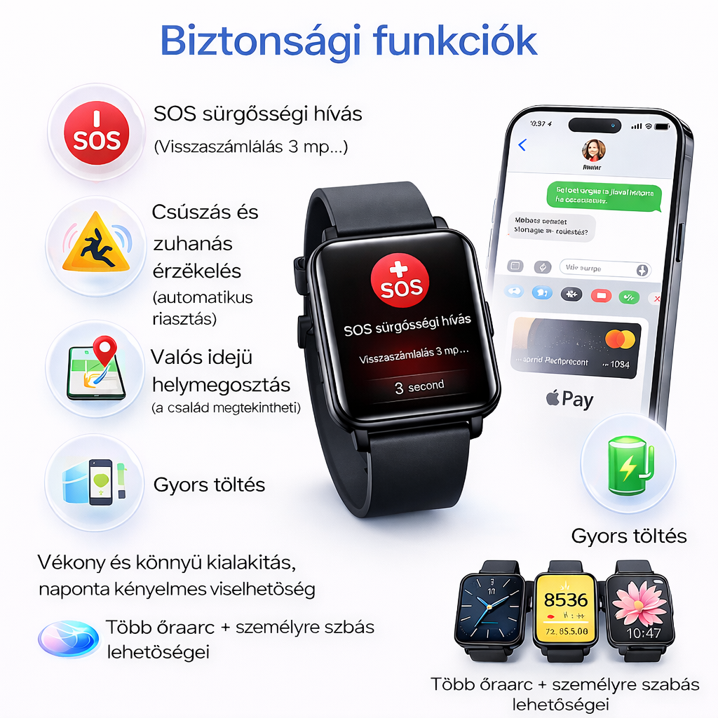 Apple Watch SE (2026) okosóra, GPS, ezüst alumínium tok, 44mm, farmer Sport szíj S/M/L