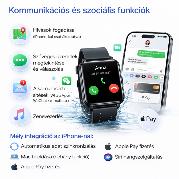 Apple Watch SE (2026) okosóra, GPS, ezüst alumínium tok, 44mm, farmer Sport szíj S/M/L