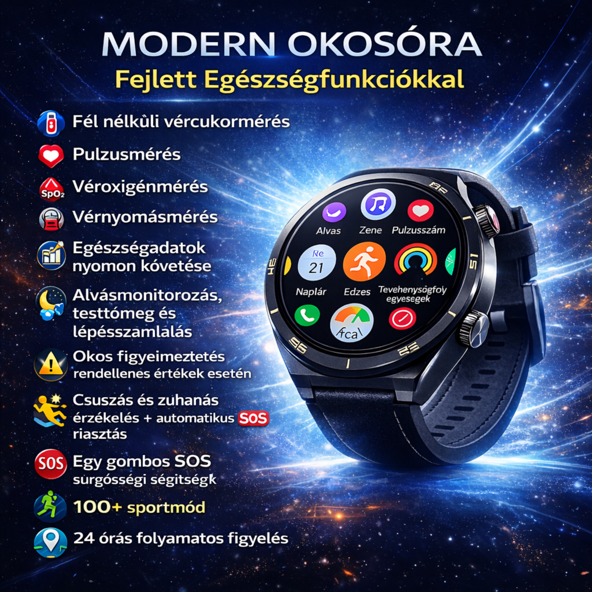 Huawei Watch GT 5 Pro okosóra – Vércukorszint Figyelés, Bluetooth Hívás, 100+ Sport Mód, Szociális App Értesítések, Alkalmazások Letöltése