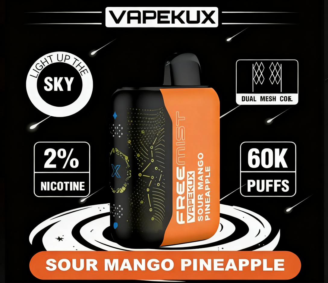 Savanyú mangó ananásszal⭐Legjobban ajánlott⭐ 3 db ✨VAPEKUX 60000 PUFFS – Ívelt Star Sky képernyő