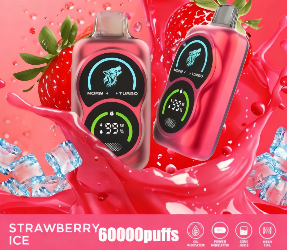 🍓❄️ Eper Jég Bug 60000 Puffs Forest Wolf eldobható e-cigaretta