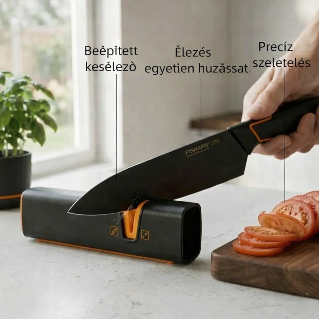 Omejena kúria: FISKARS® 5-darabos késes készlet állóval – FISKARS EDGE, konyhakés + tisztító