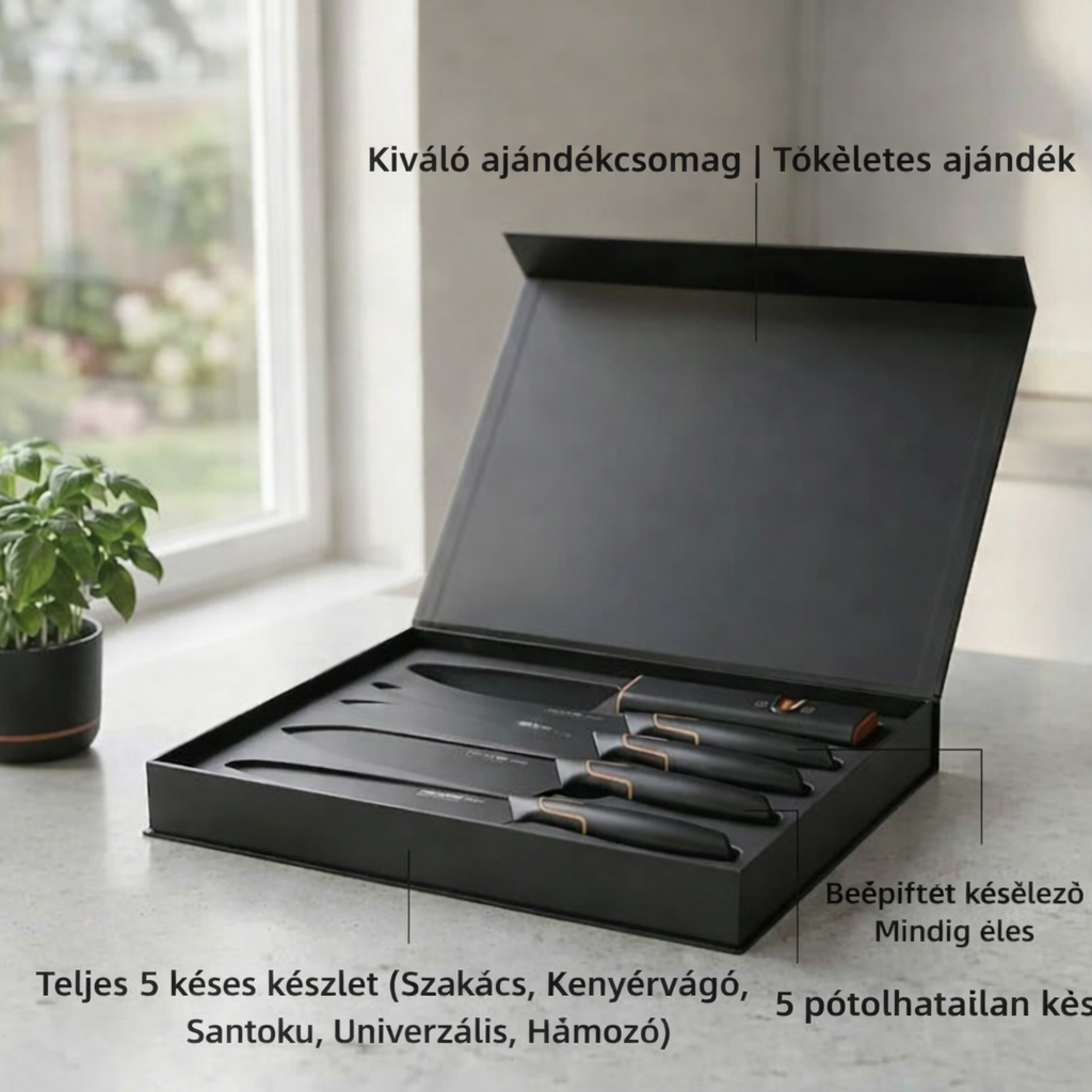 Omejena kúria: FISKARS® 5-darabos késes készlet állóval – FISKARS EDGE, konyhakés + tisztító