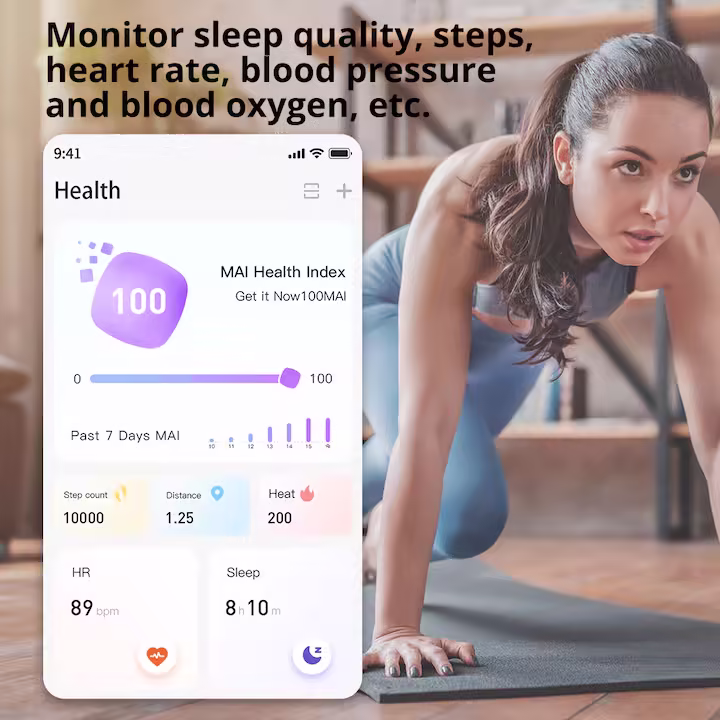 HouDeOS Sport okosóra, 2" érintőképernyő, Bluetooth 5.2, IP67, 100+ sportolási mód, GPS-rögzítés, Bluetooth-hívás, fizikai aktivitás/alvás/pulzus/oximéter/vérnyomás figyelése, fekete + kék szíj