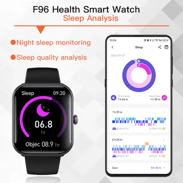 Okosóra, orvosi SpO2, vércukorszint-mérés, EKG, pulzusszám, vérzsírszint-mérés, SOS, női egészségkövetés, alvás, testhőmérséklet, Bluetooth hívás, 108 sport, IP67 vízállóság, hangasszisztens, 3D ultra-tiszta képernyő, 1.9", fekete