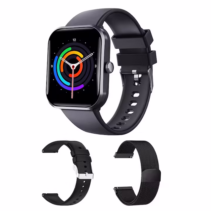 Okosóra, orvosi SpO2, vércukorszint-mérés, EKG, pulzusszám, vérzsírszint-mérés, SOS, női egészségkövetés, alvás, testhőmérséklet, Bluetooth hívás, 108 sport, IP67 vízállóság, hangasszisztens, 3D ultra-tiszta képernyő, 1.9", fekete