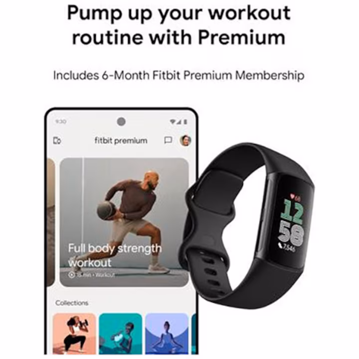 Fitness karkötő Fitbit Charge 6, GPS + GLONASS, Bluetooth, NFC, fekete