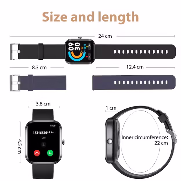 HouDeOS Sport okosóra, 2" érintőképernyő, Bluetooth 5.2, IP67, 100+ sportolási mód, GPS-rögzítés, Bluetooth-hívás, fizikai aktivitás/alvás/pulzus/oximéter/vérnyomás figyelése, fekete + kék szíj