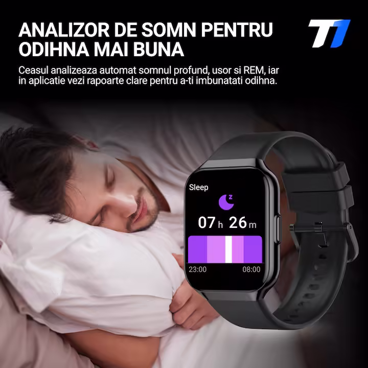 TechONE® VitaSense Pro Férfi Okosóra, 1.96 hüvelykes SUPER AMOLED, Fém, Intelligens, Fitnesz, Sport, HD Bluetooth Hívás, Multisport, Többpontos Pulzusmérés, SpO2, Vérnyomás, Oxigén, Alvás, Fém Tok, 2 Szíj, IP68, Android / iOS, Fekete