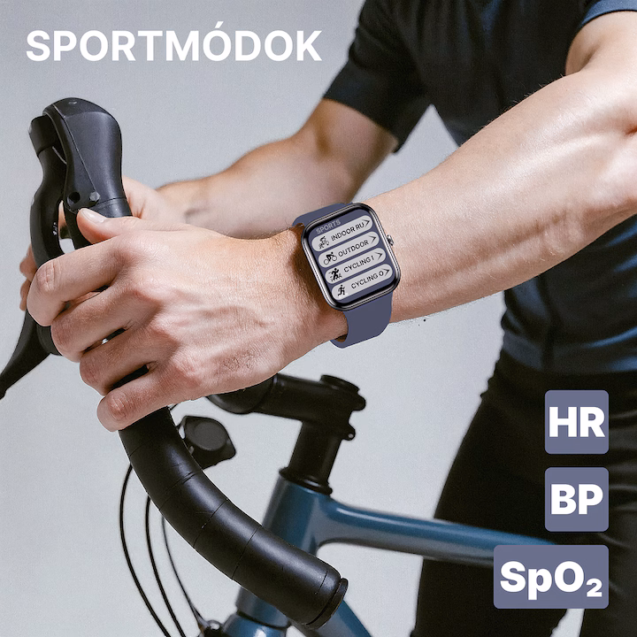 Okosóra, Fitnesz okosóra, 1.69" LCD kijelző, Egészségfigyelő okosóra, IP67 vízálló, ROTTER® okosóra, Bluetooth hívás/Értesítések, IPX4, Sport karkötő, HD mikrofon, Kompatibilis iOS & Android rendszerrel, Szilikon szíj, Kék