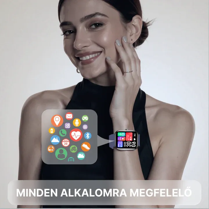 Okosóra, Fitnesz okosóra, 1.69" LCD kijelző, Egészségfigyelő okosóra, IP67 vízálló, ROTTER® okosóra, Bluetooth hívás/Értesítések, IPX4, Sport karkötő, HD mikrofon, Kompatibilis iOS & Android rendszerrel, Szilikon szíj, Kék