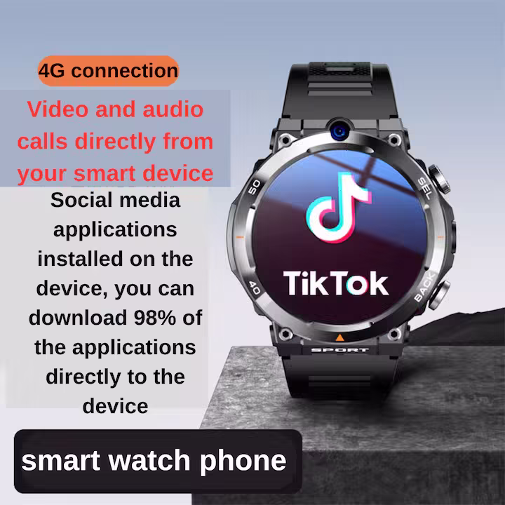 Okosóra 4G LTE SIM óra Telefon Medeyatech™, Videohívás, GPS-navigáció, WiFi kamera 3-7 Mpx, Android 9.0 operációs rendszer, közösségi alkalmazások, TikTok, Facebook, Whatsapp, Youtube, 16 GB memória, pulzusszám, véroxigén, vérnyomás Artériás, Modu