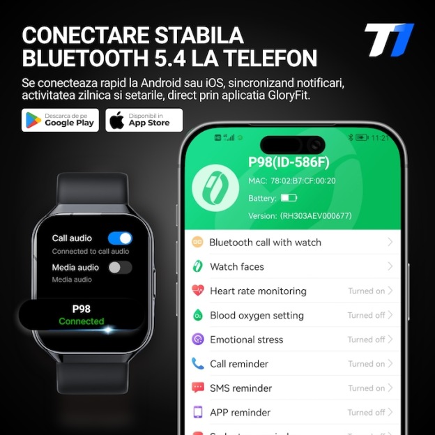 TechONE® VitaSense Pro Férfi Okosóra, 1.96 hüvelykes SUPER AMOLED, Fém, Intelligens, Fitnesz, Sport, HD Bluetooth Hívás, Multisport, Többpontos Pulzusmérés, SpO2, Vérnyomás, Oxigén, Alvás, Fém Tok, 2 Szíj, IP68, Android / iOS, Fekete
