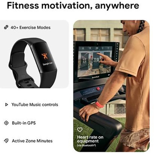 Fitness karkötő Fitbit Charge 6, GPS + GLONASS, Bluetooth, NFC, fekete