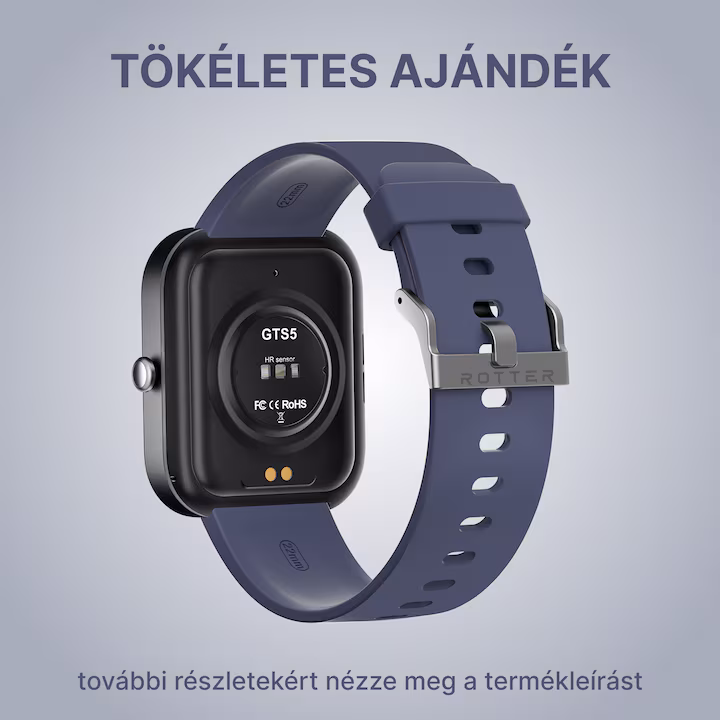 Okosóra, Fitnesz okosóra, 1.69" LCD kijelző, Egészségfigyelő okosóra, IP67 vízálló, ROTTER® okosóra, Bluetooth hívás/Értesítések, IPX4, Sport karkötő, HD mikrofon, Kompatibilis iOS & Android rendszerrel, Szilikon szíj, Kék