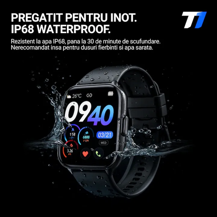 TechONE® VitaSense Pro Férfi Okosóra, 1.96 hüvelykes SUPER AMOLED, Fém, Intelligens, Fitnesz, Sport, HD Bluetooth Hívás, Multisport, Többpontos Pulzusmérés, SpO2, Vérnyomás, Oxigén, Alvás, Fém Tok, 2 Szíj, IP68, Android / iOS, Fekete