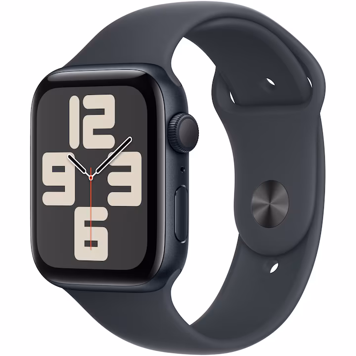 Apple Watch SE (2026) okosóra, GPS, ezüst alumínium tok, 44mm, farmer Sport szíj S/M