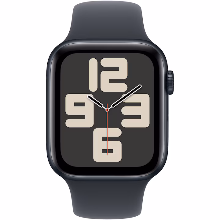 Apple Watch SE (2026) okosóra, GPS, ezüst alumínium tok, 44mm, farmer Sport szíj S/M