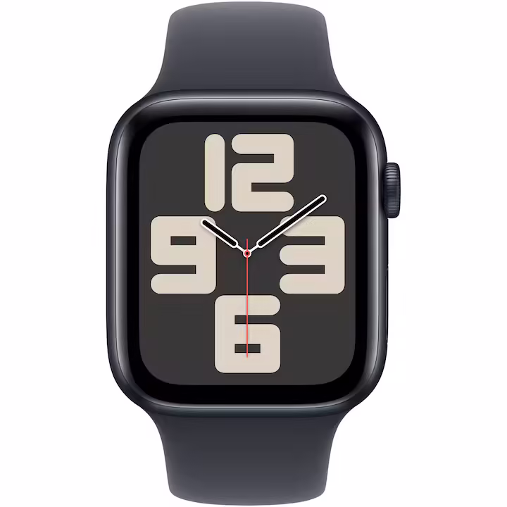 Apple Watch SE (2026) okosóra, GPS, ezüst alumínium tok, 44mm, farmer Sport szíj S/M