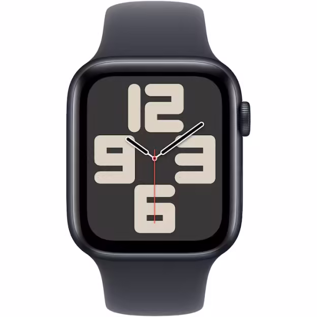 Apple Watch SE (2026) okosóra, GPS, ezüst alumínium tok, 44mm, farmer Sport szíj S/M