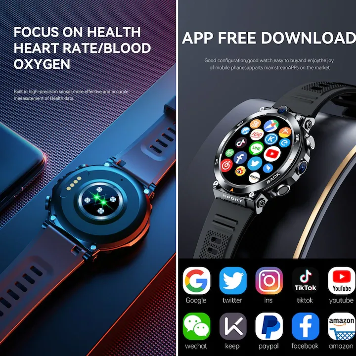 Okosóra 4G LTE SIM óra Telefon Medeyatech™, Videohívás, GPS-navigáció, WiFi kamera 3-7 Mpx, Android 9.0 operációs rendszer, közösségi alkalmazások, TikTok, Facebook, Whatsapp, Youtube, 16 GB memória, pulzusszám, véroxigén, vérnyomás Artériás, Modu