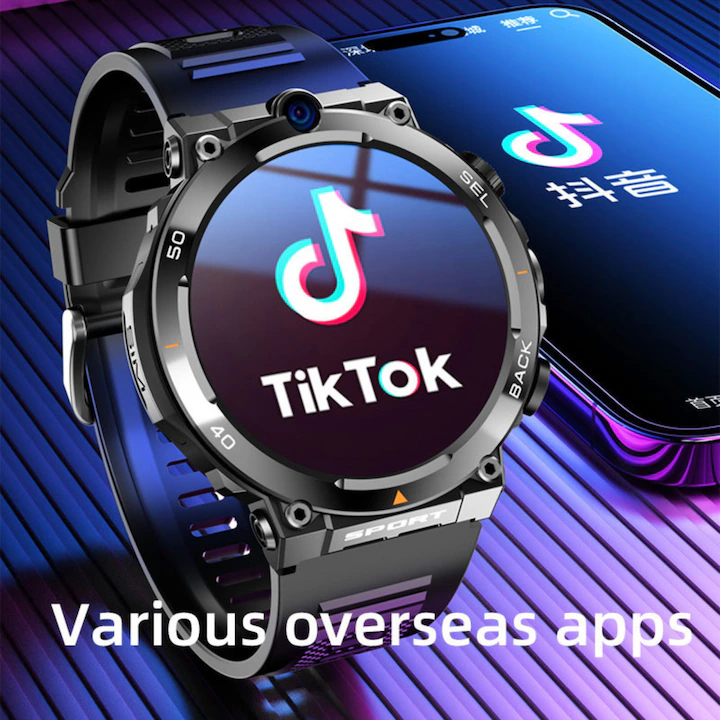 Okosóra 4G LTE SIM óra Telefon Medeyatech™, Videohívás, GPS-navigáció, WiFi kamera 3-7 Mpx, Android 9.0 operációs rendszer, közösségi alkalmazások, TikTok, Facebook, Whatsapp, Youtube, 16 GB memória, pulzusszám, véroxigén, vérnyomás Artériás, Modu