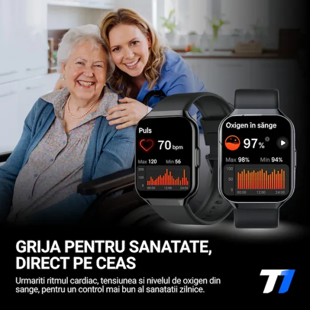 TechONE® VitaSense Pro Férfi Okosóra, 1.96 hüvelykes SUPER AMOLED, Fém, Intelligens, Fitnesz, Sport, HD Bluetooth Hívás, Multisport, Többpontos Pulzusmérés, SpO2, Vérnyomás, Oxigén, Alvás, Fém Tok, 2 Szíj, IP68, Android / iOS, Fekete