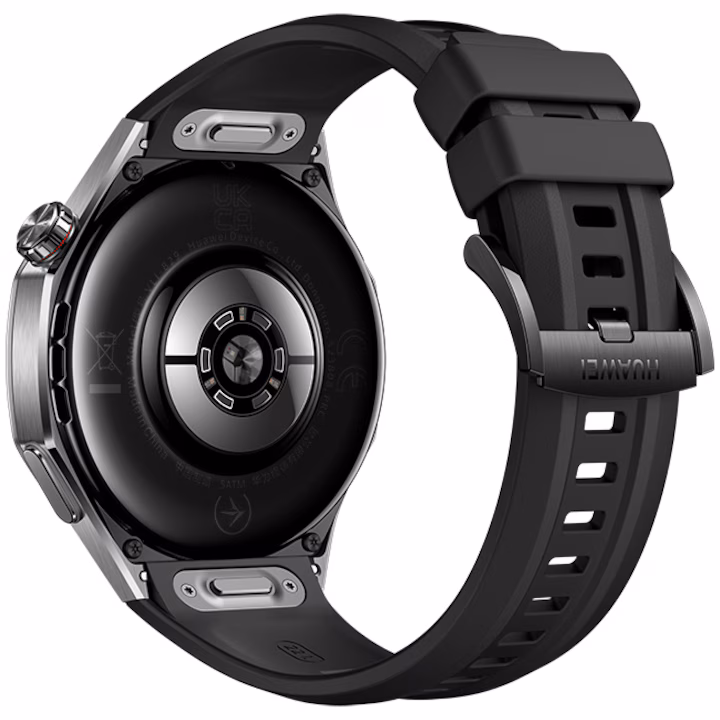 Huawei Watch GT 5 Pro okosóra, 46mm, Matt titán tok, Fekete fluoroelasztomer szíj