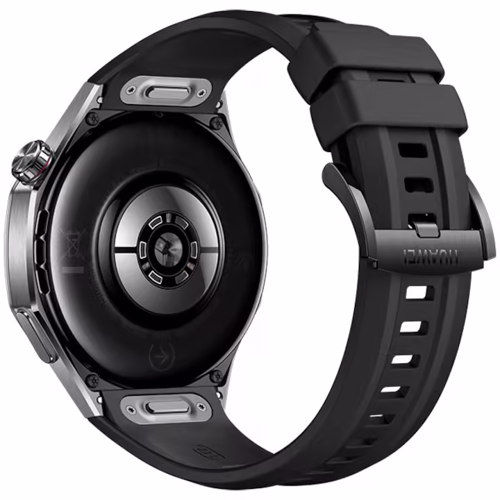 Huawei Watch GT 5 Pro okosóra, 46mm, Matt titán tok, Fekete fluoroelasztomer szíj