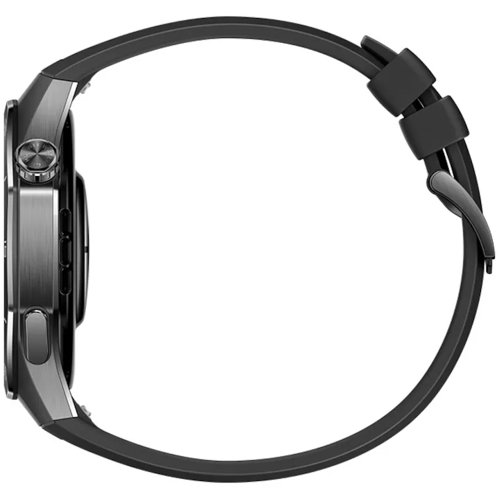 Huawei Watch GT 5 Pro okosóra, 46mm, Matt titán tok, Fekete fluoroelasztomer szíj