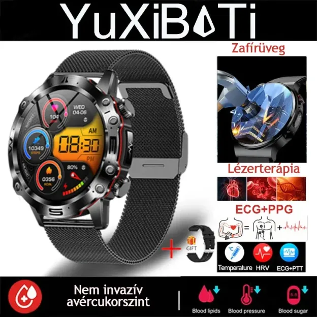 Mesterséges intelligencia által vezérelt diagnosztikai okosóra - 2026-ös modell vérzsír-, sav-bázis- és vércukorszint-érzékeléssel - EKG + fotopletizmográfiai fitneszkövető