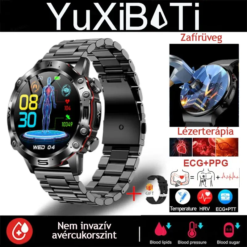 Mesterséges intelligencia által vezérelt diagnosztikai okosóra - 2026-ös modell vérzsír-, sav-bázis- és vércukorszint-érzékeléssel - EKG + fotopletizmográfiai fitneszkövető