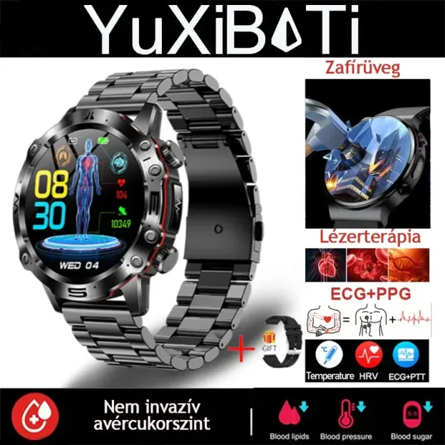 Mesterséges intelligencia által vezérelt diagnosztikai okosóra - 2026-ös modell vérzsír-, sav-bázis- és vércukorszint-érzékeléssel - EKG + fotopletizmográfiai fitneszkövető
