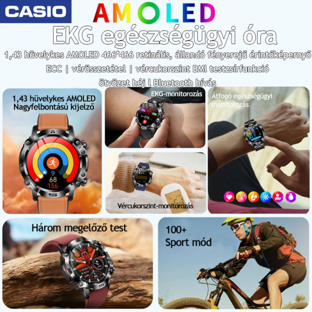 CASIO™AI ORVOSI DIAGNOSZTIKÁS OKOSÓRA - 2025 ÚJ VÉRLIPIDEK, HÚGYSAV, VÉRGLUKOZ SZINT - EKG+PPG FITNESZKÖVETŐ