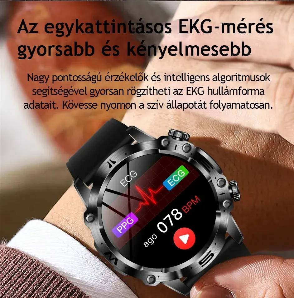 Mesterséges intelligencia által vezérelt diagnosztikai okosóra - 2026-ös modell vérzsír-, sav-bázis- és vércukorszint-érzékeléssel - EKG + fotopletizmográfiai fitneszkövető