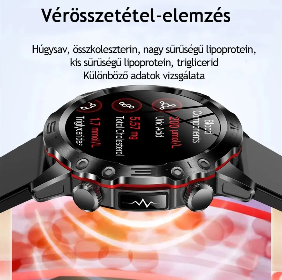 Mesterséges intelligencia által vezérelt diagnosztikai okosóra - 2026-ös modell vérzsír-, sav-bázis- és vércukorszint-érzékeléssel - EKG + fotopletizmográfiai fitneszkövető