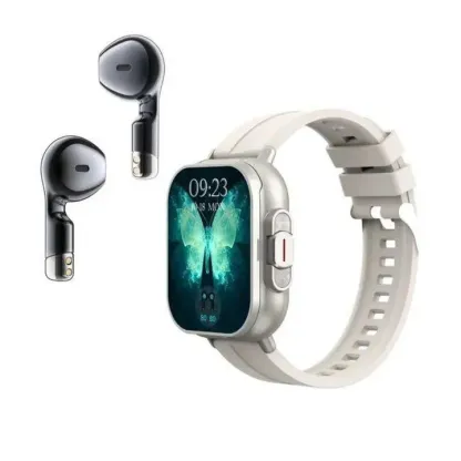 2 in 1 Smartwatch & Earpods - Rectangular Design, Unisex, iOS Compatible, Water-Resistant, Bluetooth Connectivity, Music Player, Multi-Sports, Casual Wearable Gadgets