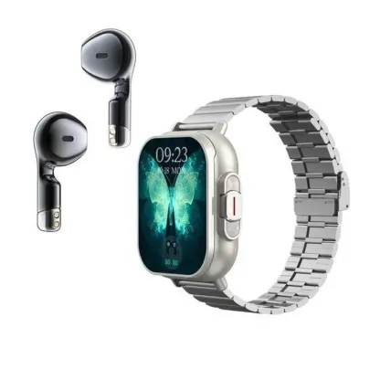 2 in 1 Smartwatch & Earpods - Rectangular Design, Unisex, iOS Compatible, Water-Resistant, Bluetooth Connectivity, Music Player, Multi-Sports, Casual Wearable Gadgets